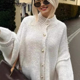 Fongt Women's INS Explosion Metal Buckle Cardigan Sweater