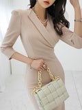 Fongt Professional Body Repair Long Seven-Sleeved Dress Women's New Korean Temperament Professional Ass Dress