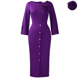 Fongt Women's Large-Size Fashion Round-Neck Bag OL Temperament Tongle Elegant African Dress