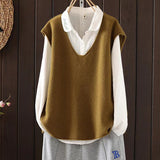 Vest 2024 Spring And Autumn New Fashion Style Ladies Age-Reducing Foreign Style Loose-Fitting Sweater Vest-Outfit
