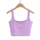 Fongt Temperament Sexy Back Double Small Vest Summer Women's New Pure Color Versatile Short Sleeveless Jacket-Outfit
