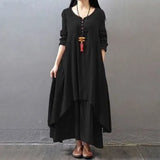 Two-piece Long Linen Dress Loose Sleeve