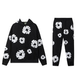 Tears Kanye The Same Style Foam Kapok High Street Loose Hooded Sweater Leisure Pants Suit Trend-Outfit