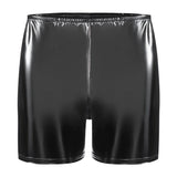 Fongt Men's PVC Mirror Bright Leather Casual Shorts Sexy Zipper Open File Lederhoers Size Accurate-Outfit