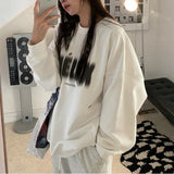 Letter Print Oversized Sweatshirt-Outfit