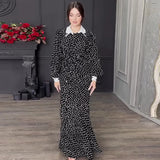 Fongt 2025 New Fashion Collar Elegant Windy Floral Dress
