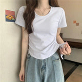 Fongt Rope Short-Sleeved T-Shirt Women 2024 New Summer Korean Version Design Sense Slim Casual Short Student Jacket