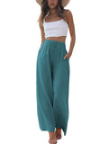 Cotton And Linen Drawstring Casual Trousers