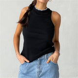 Fongt New Slim Rib Sleeveless T-Shirt Jacket Female Short Sexy Slim