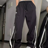 Piping Side Stripe Baggy Sweatpants-Outfit