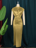 Fongt Dress Solid Dress High-Waist Temperament Commuter Red Composition Dress Long Dresses