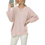 Fongt And Winter New Women's Sheep Ece Long Sleeve Round Collar Irregular Knit Pullover