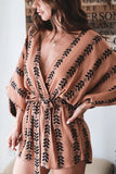 V Neck Print Casual Playsuit Romper Women Batwing Sleeve Wide Leg Fashion Playsuits Overalls Loose Rompers