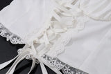 White Lace Tie-Up Top And Maxi Skirt Set-Outfit