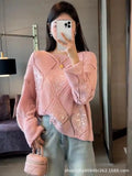 Fongt 2025 Women's Lazy Knitwear - Hollow Bead Design Elegant Temperament Commuter Ice Silk Fabric