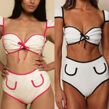 Solid-Color High-Waisted Bikini 2025 New Simple Split Swimsuit Lady Sexy