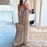 Fongt Summer New Solid Color Sexy U-Back Collar Strap Back Dress-Outfit