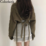 New 2021 Women's Autumn Winter Sweaters Pullovers Lace Up Bow Solid Minimalist Cute Elegant Casual Short Tops