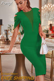 Dress 2023 New Women's Orange Bodycon Dress Elegant Sexy Tassel Evening Club Party Dress High Quality Summer