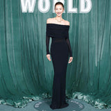 Fongt Autumn Women's Liu Wen With A Sexy Shoulder French Temperament Slim