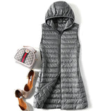 Autumn Winter New Thin Slim Down Jacket Hooded Down Vest Female In Long Vest Coat Inside Build Tide-Outfit