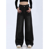 Vintage Dark Wash Patchwork Wide Leg Jeans-Outfit