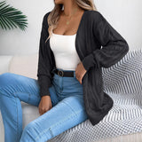 Fongt Early Autumn Casual Hollow Lantern Long-Sleeved Sleeve Sweater Long Coat Women's Clothing
