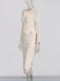 Temperament Elegant Style Two Sets 2025 New Slim Long Sleeve Top + High-Waisted Hip Skirt Pressure Folding