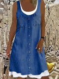 Sleeveless Stitching Printing Casual Dress