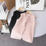 New V-Collar Single-Breasted Two-Color Suit Vest-Outfit