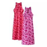 Fongt Women's Small Standing Collar Sleeveless A Word Waist Dress Hanging Neck Dress