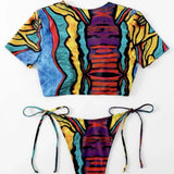 2022 Printed Split Hollow Bikini
