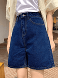 High Waist Straight Leg Denim Shorts-Outfit