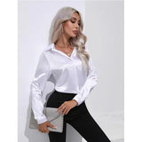 Style: A Button Satin Shirt, Temperament, Commuter Long-Sleeved Shirt, New Women's Wear In Spring And Summer.-Outfit
