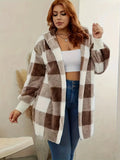 Fongt Fashion Plush Long-Sleeved Rib Hooded Loose Coat