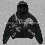 Fongt Trend Street Free-Movement FLUENT Print Zippered Sweater Men And Women Hip Hop Sports Zipper Hoodie