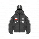 Fongt New Hot Sales Up And Down Double-Head Zipper PAG GHB Printing Niche Design New Eye View Coat