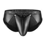 Fongt Men's Close-Fitting Matte Leather Triefs Sexy Open File Lekhoers Size Accurate No Smell-Outfit