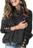 Fongt Solid Color Sweater, Loose Turtleneck Sweater, Women's