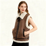 Fongt Women's Clothing 2025 Autumn And Winter New Fur One-Piece Velvet Splicing Vest Vest