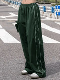 Piping Detail Wide Leg Track Pants-Outfit