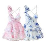 Fongt Women's Explosive V-Neck Flower Tender Dress Dress