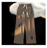 Brown Corduroy Gothic Embroidery Sweatpants Hip Hop Girls Y2k Pants Loose Comfort Joggers Bottom Harajuku Streetwear