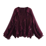 Fongt Women's Clothing Explosion Fashion Folding Trim Shirt