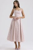 Fongt 24 Years Broken Flower Bohemian Wind Waist Show Thin Back Holiday Wind Sling Medium Long Dress 88104-Outfit
