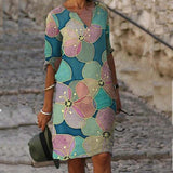 Elegant Floral Print Dress 703-1-Outfit