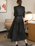 Fongt Sister Fan's New Two-Piece Korean Version Of The Famous Woman Temperament Hairy Short Coat + Waist Swing Skirt Hepburn Suit