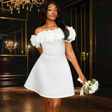 Fongt French Sweet One-Word Shoulder Petal A Dress Famous Banquet Dress Dresses Dresses