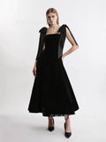 Fongt Women's Slings Slings Body Splicing Velvet Dress