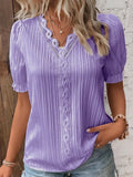 Fongt Summer New Holiday Fashion Hollow Short-Sleeved Women's Shirt
